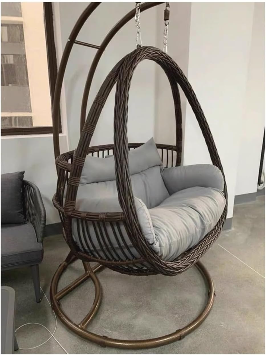 Home Rattan Chairs- Hanging Chair Family Balcony Rocking Chair Double Person Hanging Basket Indoor Swing Hammock Chair Leisure Chair Patio Lounge Chair