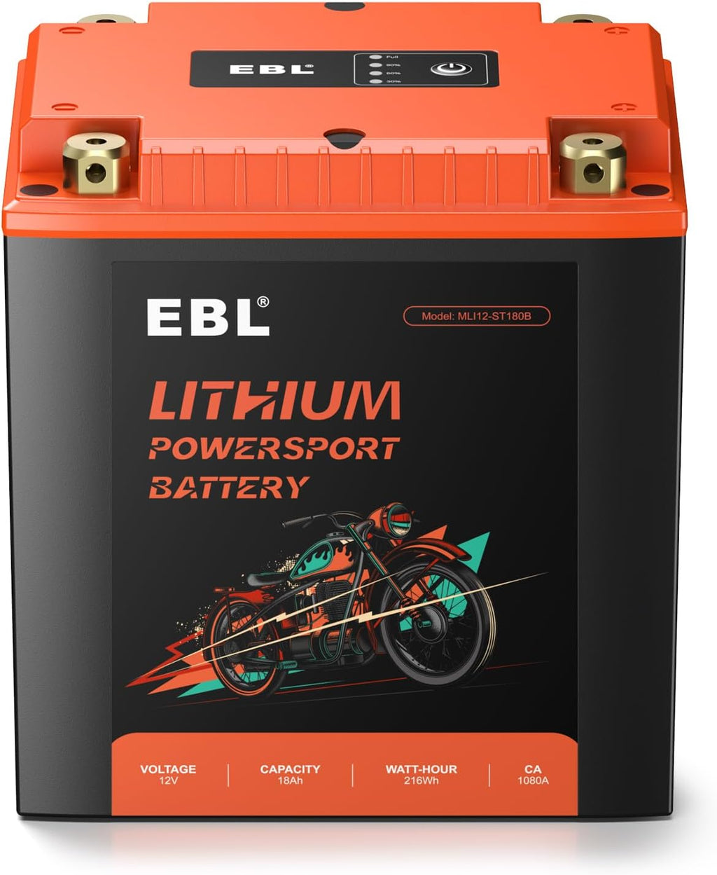 EBL Lithium YTX30L-BS, 540CCA Lithium LiFePO4 Motorcycle Battery, 12V 18Ah ATV, UTV, Jet Ski, 4 Wheeler, Quad, Riding Lawn Mower, Tractor, Scooter, PWC, Seadoo, Polaris and Generator Battery