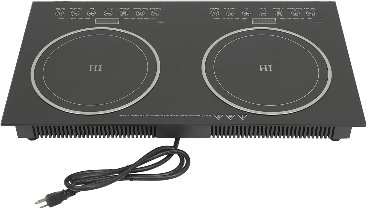 Double Induction Cooktop, 1200W Powerful 2 Burner Independent Controls Cooker 110V Horizontal Electric Stove with 8 Gear Firepower Portable Induction Cooker with Touch Sensor Child Safety Lock