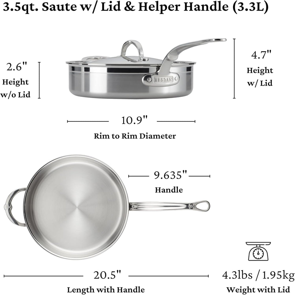 ProBond Forged 3.5-Quart Professional Clad Stainless Steel Sauté Pan with Lid