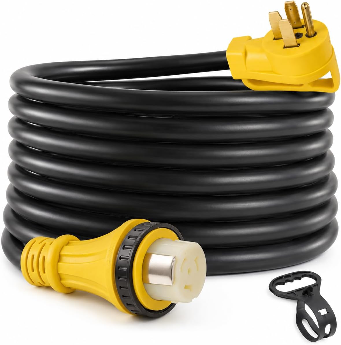 50FT 50 Amp RV Extension Cord, NEMA 14-50P to SS2-50R Twist Lock Power Cord, 6/3 + 8/1 STW Heavy Duty Outdoor Cord for RV, Trailer, Camper, Generator Connection, 125/250V