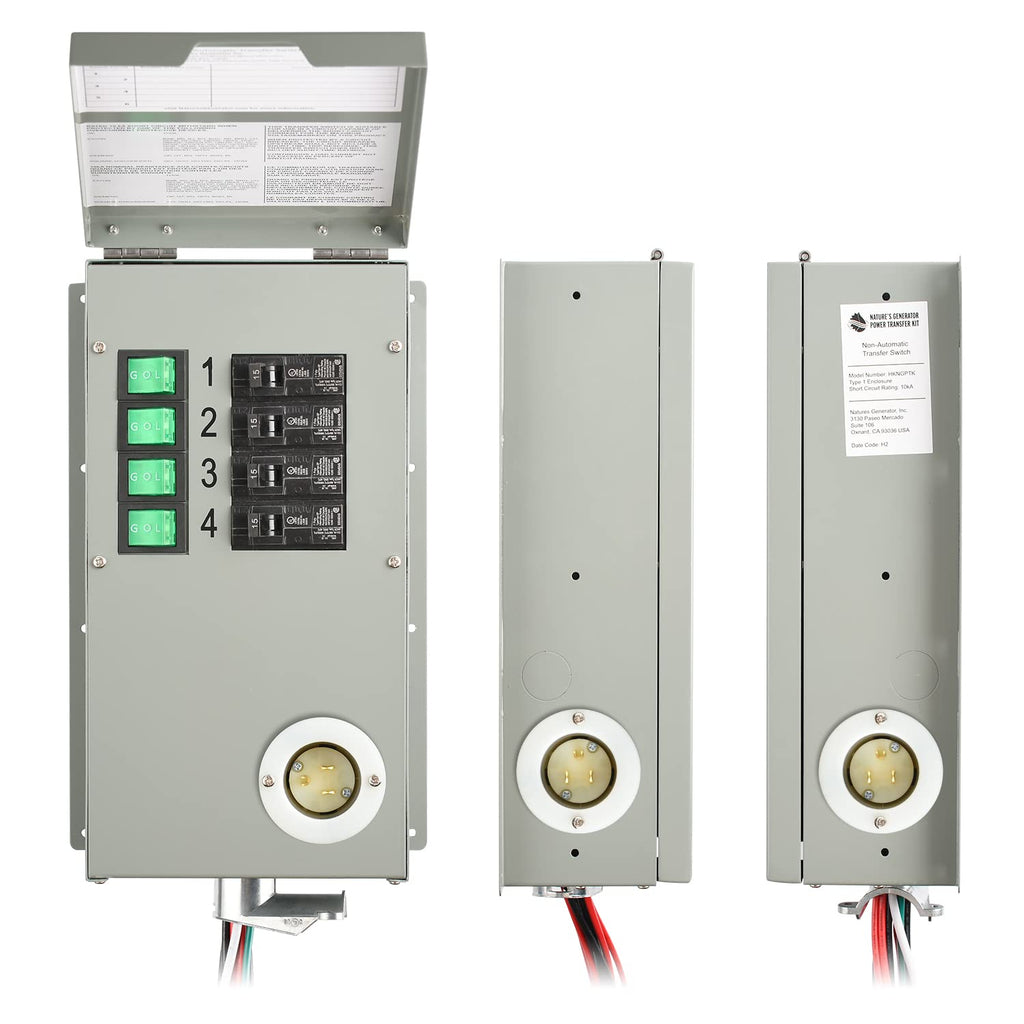 Nature's Generator Manual Transfer Switch Kit 15A 4 Circuits Indoor UL Approved