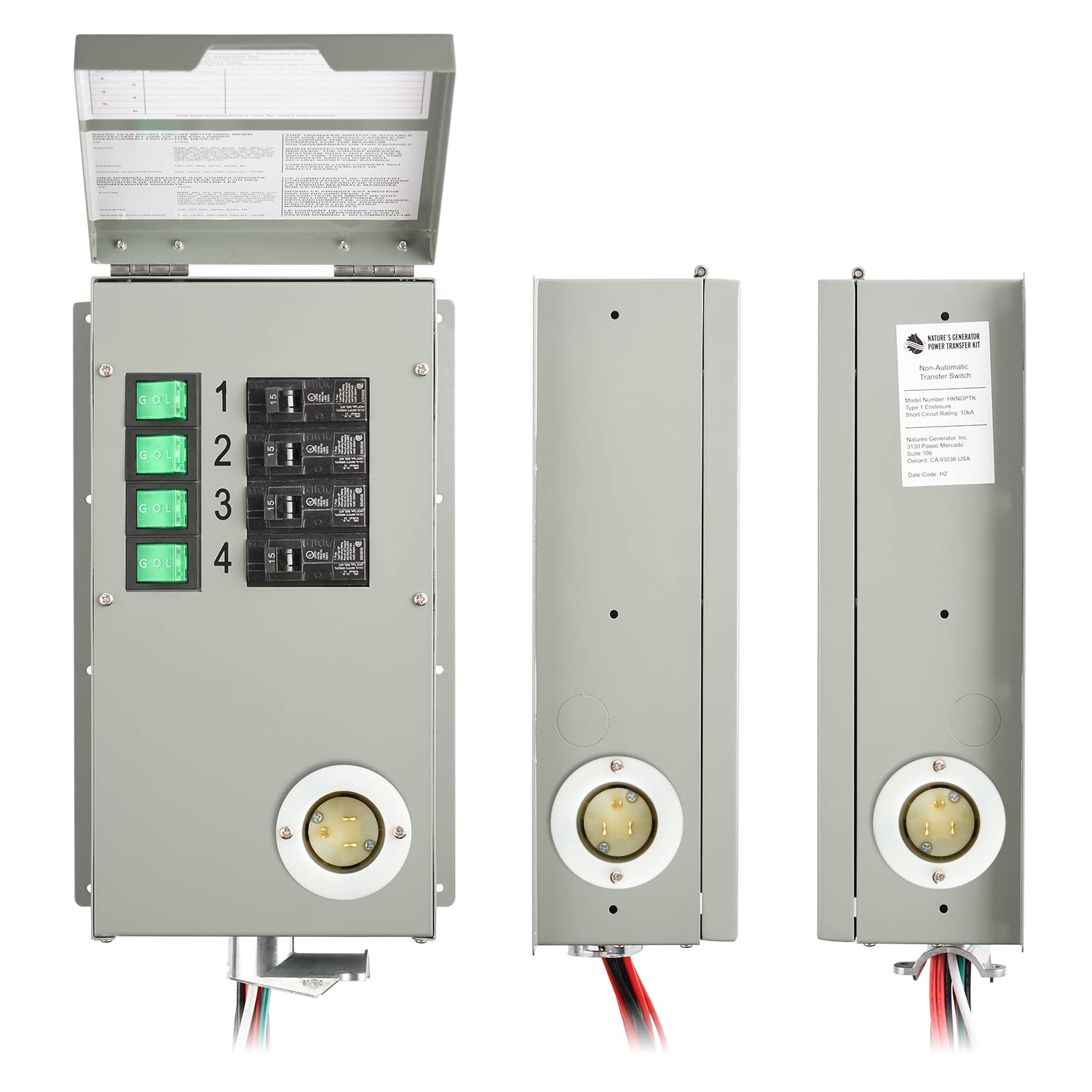 Nature's Generator Manual Transfer Switch Kit 15A 4 Circuits Indoor UL Approved