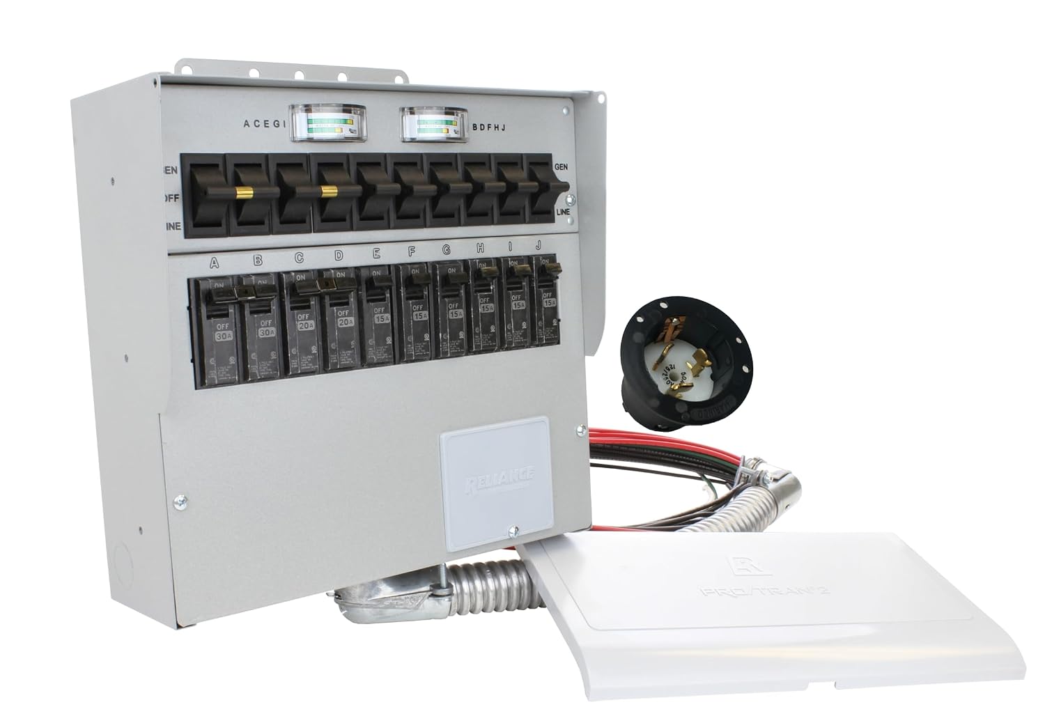 A510A Pro/Tran2 50-Amp 10-Circuit 2 Manual Transfer Switch with Optional Power Inlet