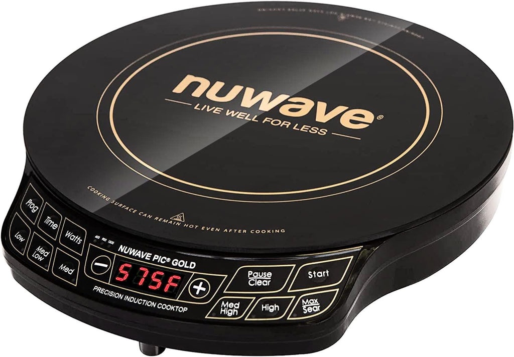 Nuwave Gold Precision Induction Cooktop, Portable, Powerful with Large 8' Heating Coil,100°F to 575°F, 3 Wattage Settings, 12' Heat-Resistant Cooking Surface