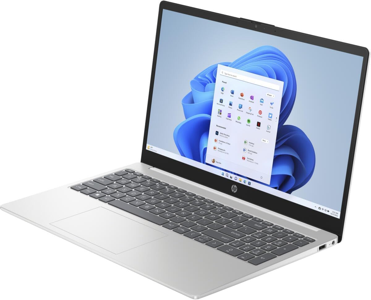 HP 15.6' HD Touchscreen Laptop with Fingerprint Reader, Intel Quad-Core N Processor, 4GB RAM, 128GB SSD Storage, Type-C, HDMI, Backlit Keyboard, SAM, W11 (15-fd - Renewed) Parent (Silver)