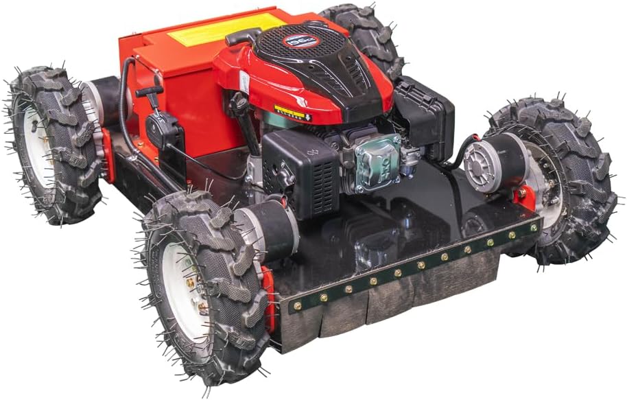 Remote Controlled Lawnmower Oil-Electric Hybrid Four-Wheel Drive Lawn Mowing and Weed Whacker, All Terrain Grass Cutter Yard Mower High Controllability