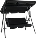 VINGLI 550 LBS Outdoor Porch Swing with Canopy, Patio Porch Swing with Stand with Cushions for Yard, Pool, Lawn, Balcony (Black)