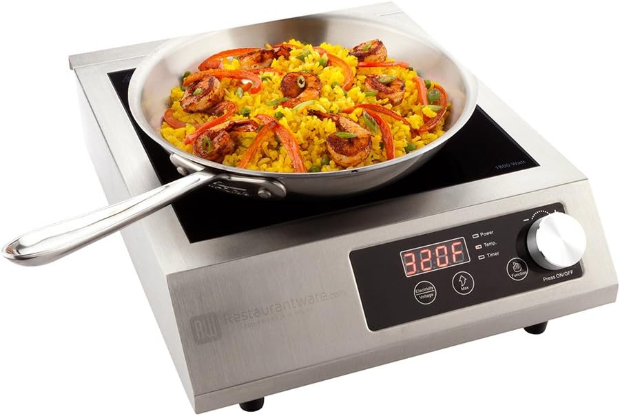 Restaurantware Professional Portable Induction Cooktop RWT0094 - 3500W (220V) Countertop Induction Cooker with Digital Temperature Display - Perfect for Restaurants and Catering Events