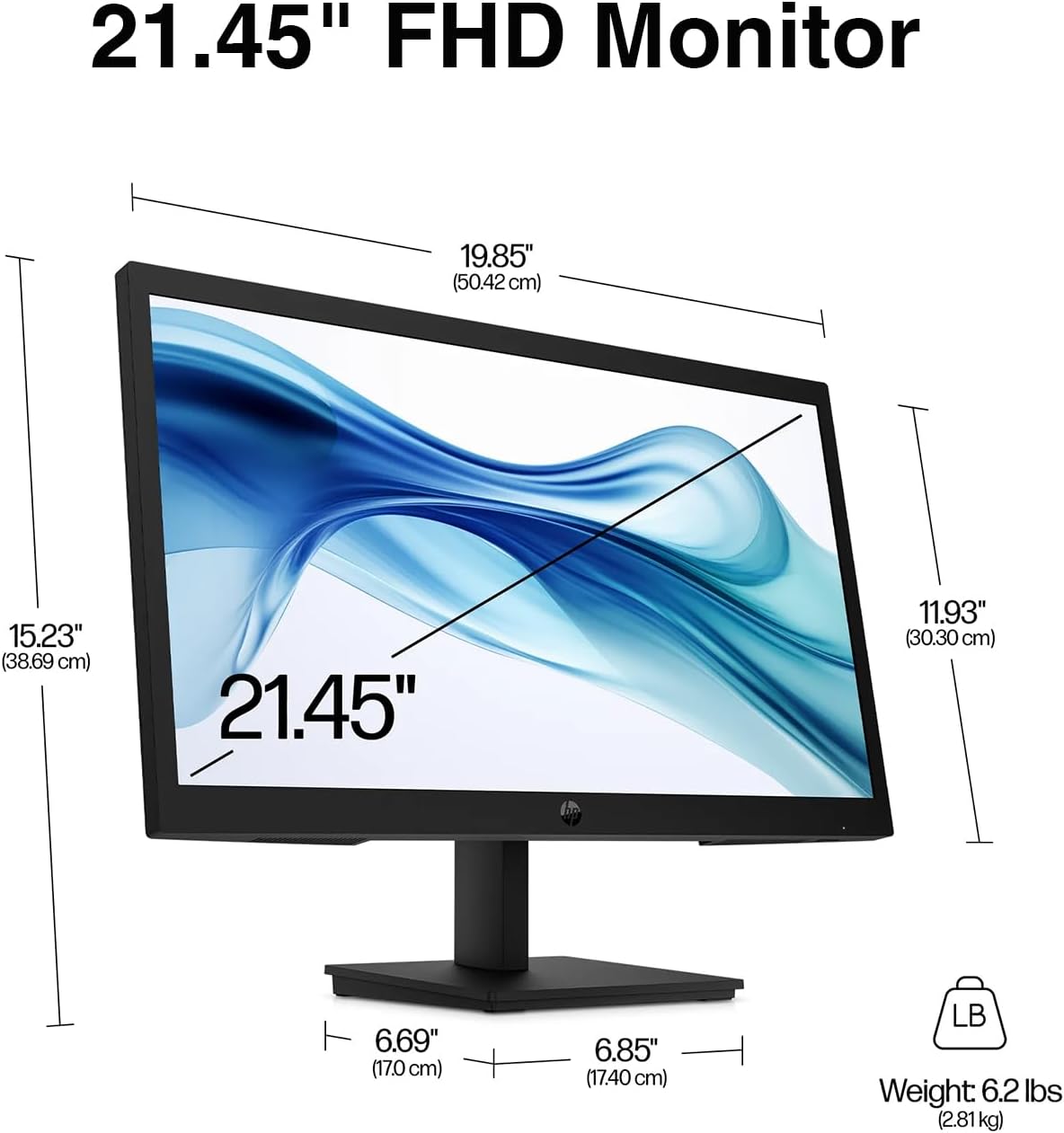 HP 22' FHD VA Monitor with 5 ms Response Time, Anti-Glare, Flicker Free, VESA Mount (100x100mm), HDMI, VGA & Dockztorm USB Port Expander, Black Color (2026 Latest Model)