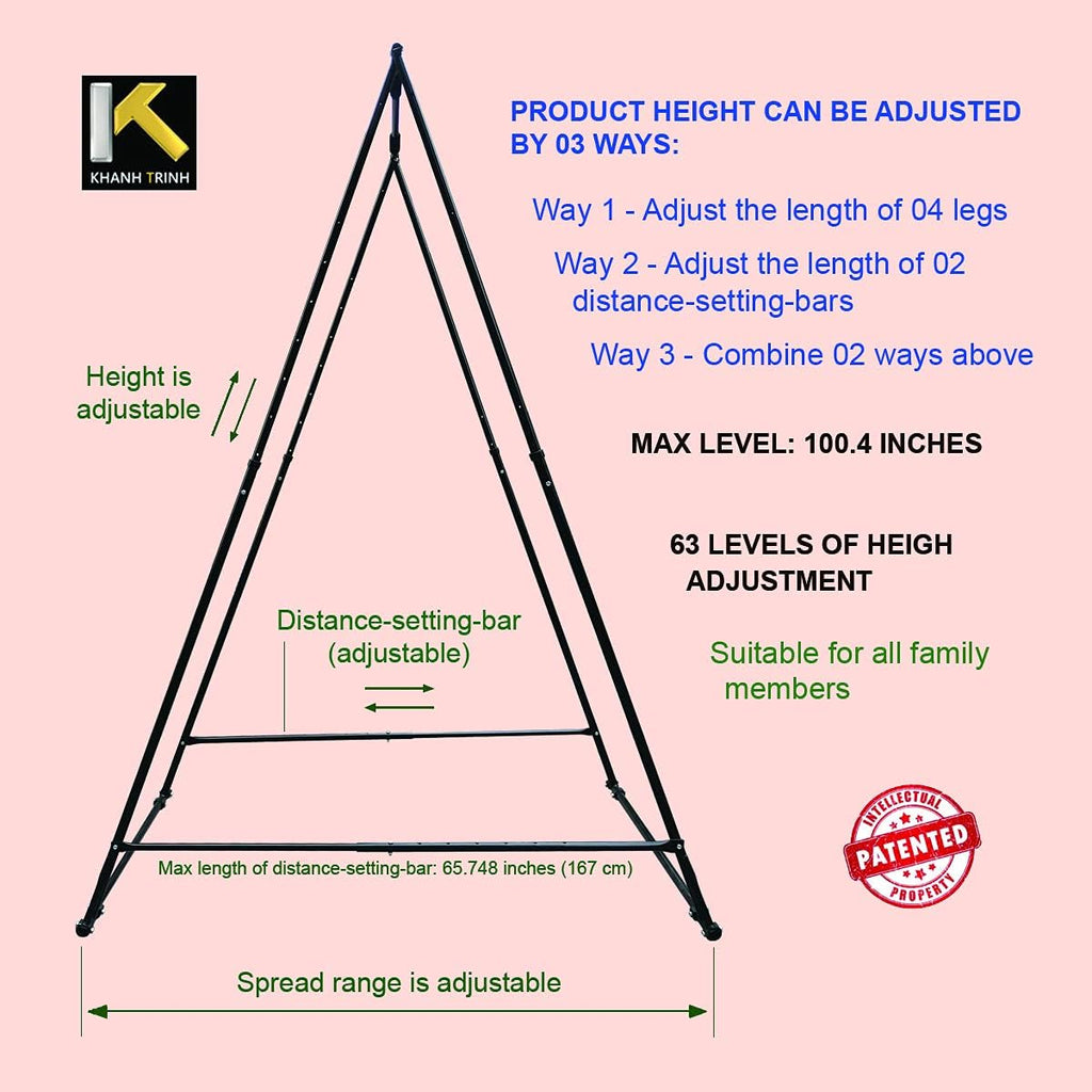 KT Dedicated Stand Frame For Aerial Yoga And Therapy Sensory Hammock Model KT1.1520YG. Foldable, Portable, Height Adjustable, Stable and Durable Upgraded Yoga Swing Stand Frame