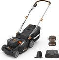 WORX Nitro 16' Cordless Lawn Mower, 2 in 1 Electric Mower with with Brushless Motor, Lightweight Push Lawn Mower for 1/4 Acre, 2 Batteries & Charger Included, WG737
