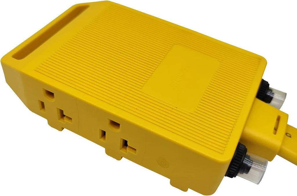 Parkworld Generator Distribution 4-Prong 30 AMP NEMA L14-30P to 5-20R Four-outlets (T-Blade 5-15R) Flat Extension Cord with 2 of 20amp Circuit Breaker (50FT)