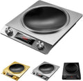 3500-Watt Induction Hob, 10 Temperature Settings, Newbeew Portable Multifunctional Commercial Induction Cooktop, with LCD Display & Touch/Knob Control, Innovative Concave Design (Silver)