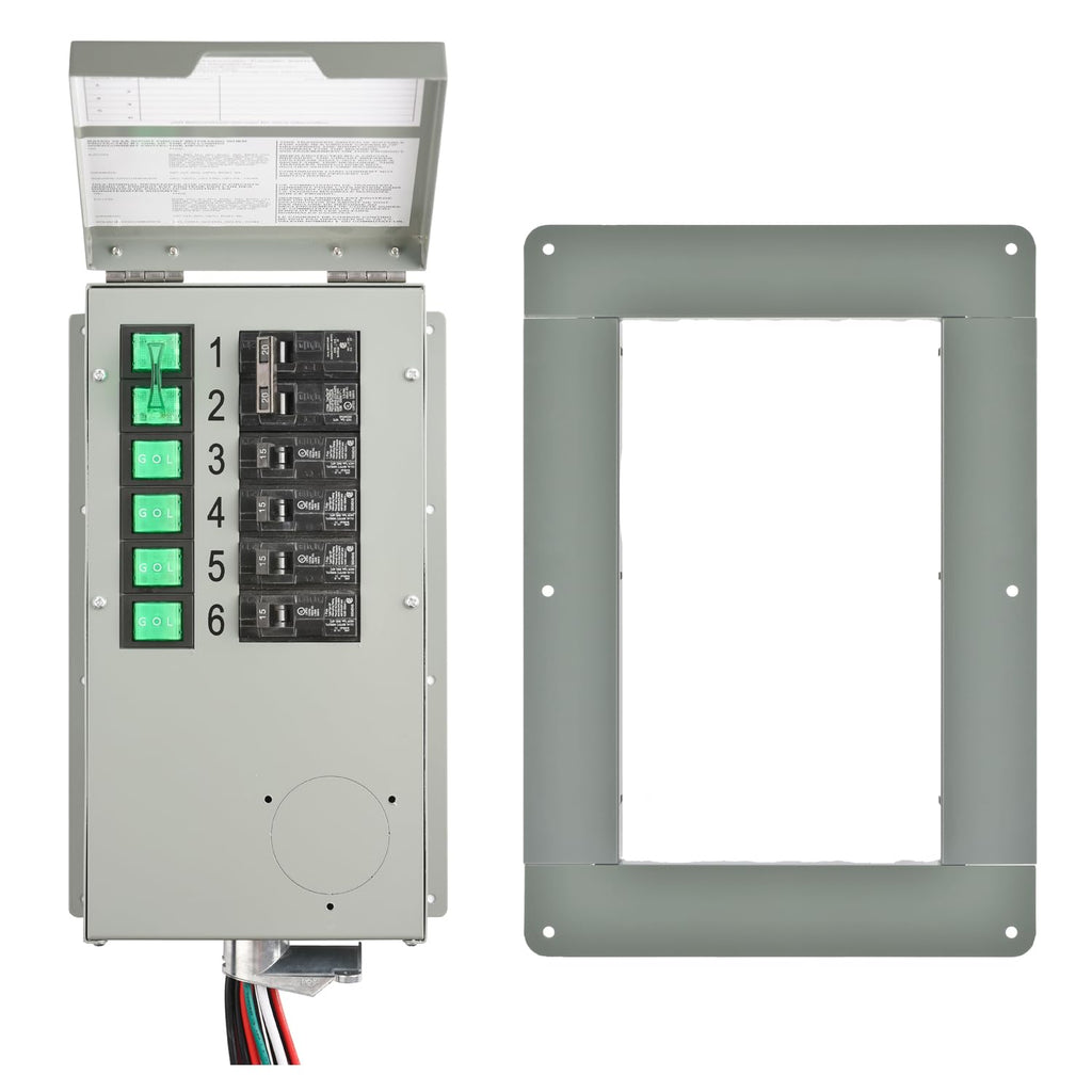 Nature's Generator Transfer Switch 6 Circuits 120/240V 30A Power Transfer Kit+Transfer Switch Flush Mount