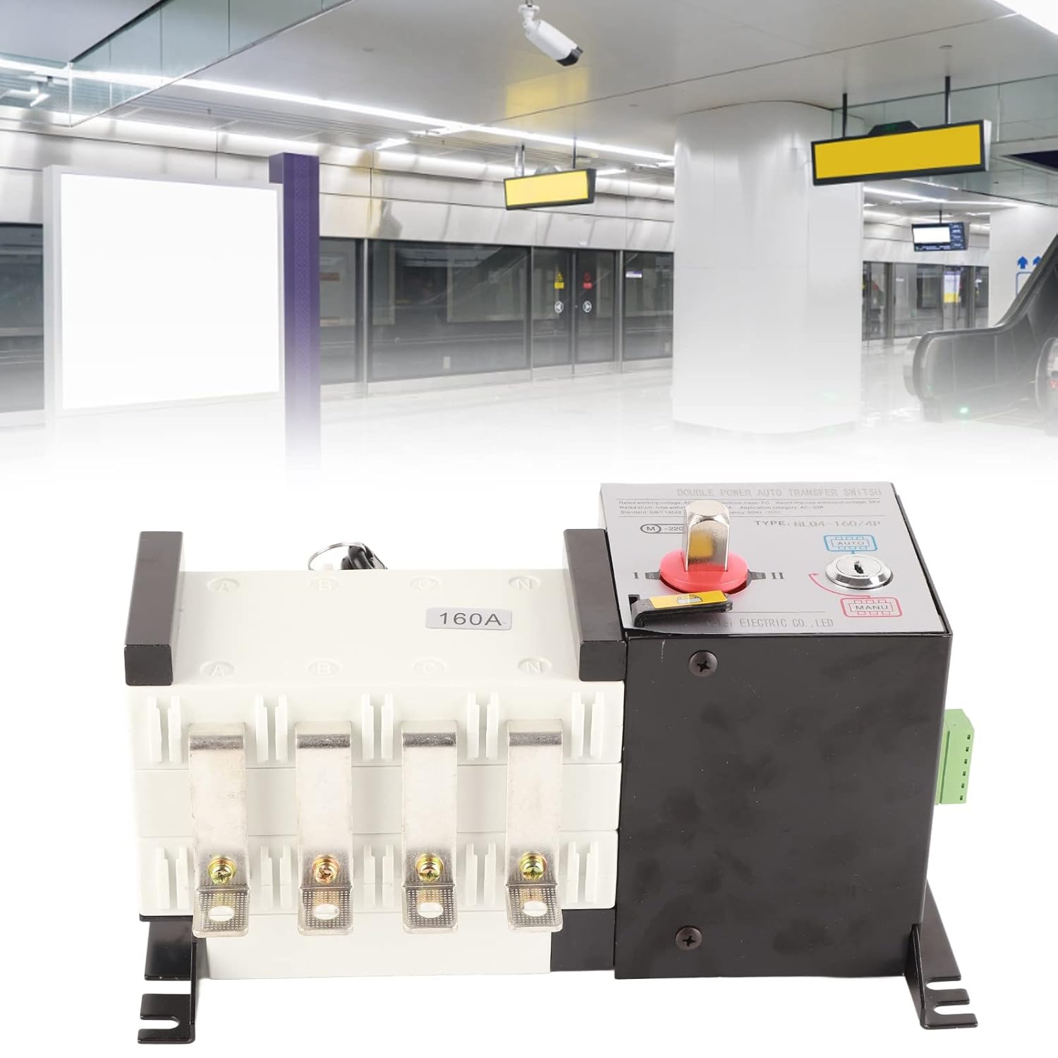 Generator Transfer Switch Dual Power Automatic Transfer Switch AC400V Advanced Technology Reliable Multi Protection for Home Office Buildings Public Places PC Material (160A)