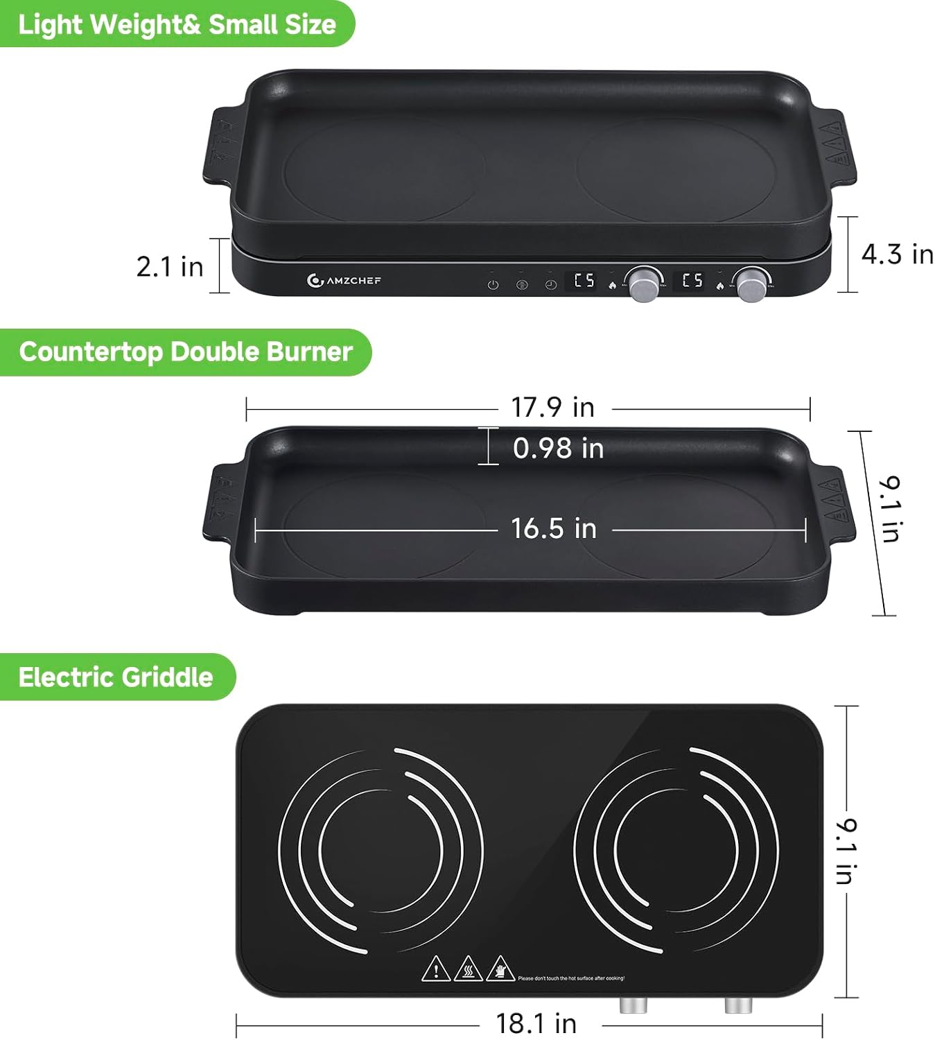 AMZCHEF Double Induction Cooktop & AMZCHEF Portable-Induction-Cooktop