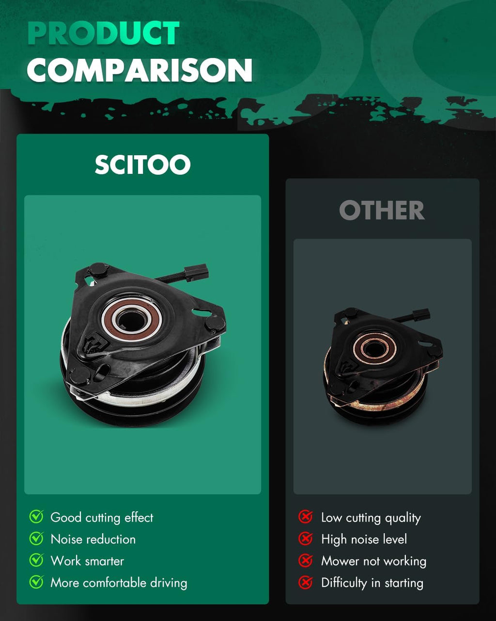 SCITOO Electric Lawnmower, PTO Clutch Fit for Gravely: 00092453, 044631, 04915400, 052632, 09010400 / for Warner: 5215-61 / for Xtreme: X0186