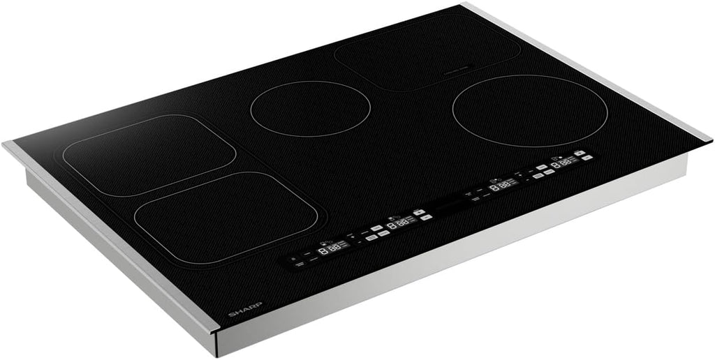 Sharp SCH3043GB 30' Induction Cooktop, Premium Glass, White LED Display, Individualized timers for each cooking zone, 4 cooking zones w/Simmer, Warm, & Melt presets, Residual heat indicator