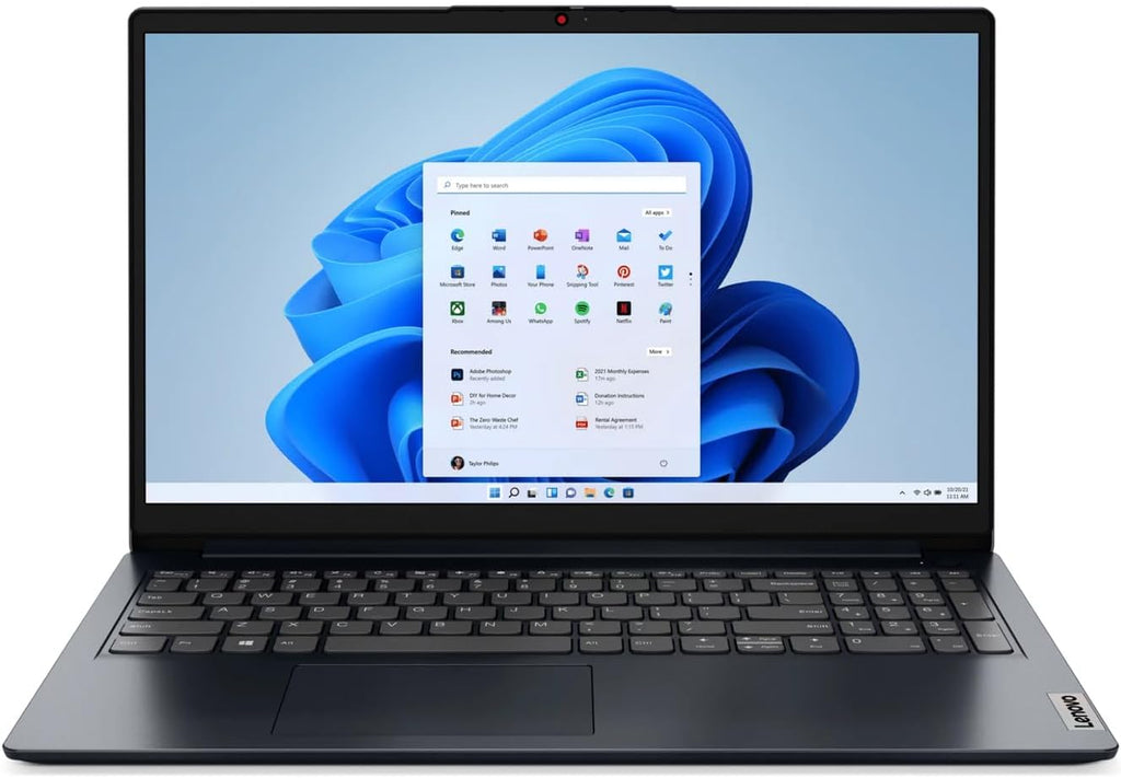 Lenovo IdeaPad 1 15AMN7 15.6' Laptop AMD Ryzen 3 7320U 8GB RAM 256GB SSD PCIe NVMe Wi-Fi 6 Fingerprint Reader Abyss Blue Windows 11 Home in S Mode (Renewed)