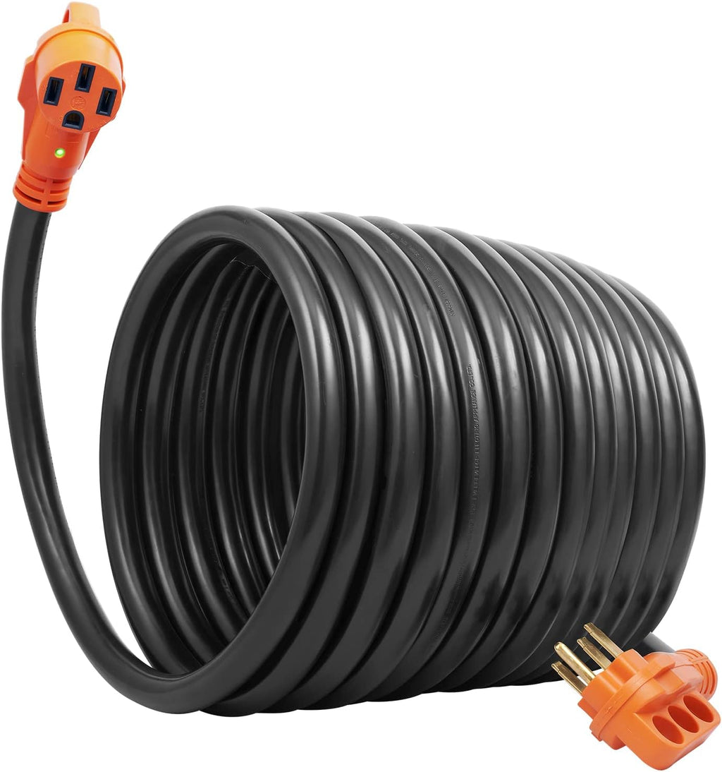 VEVOR 50FT 50 Amp RV Extension Cord, NEMA 14-50P to 14-50R, Heavy Duty STW 6/3+8/1 AWG Copper Wire, 125/250V Outdoor Power Cord for EV Charging RV Camper, 12500W, ETL Listed
