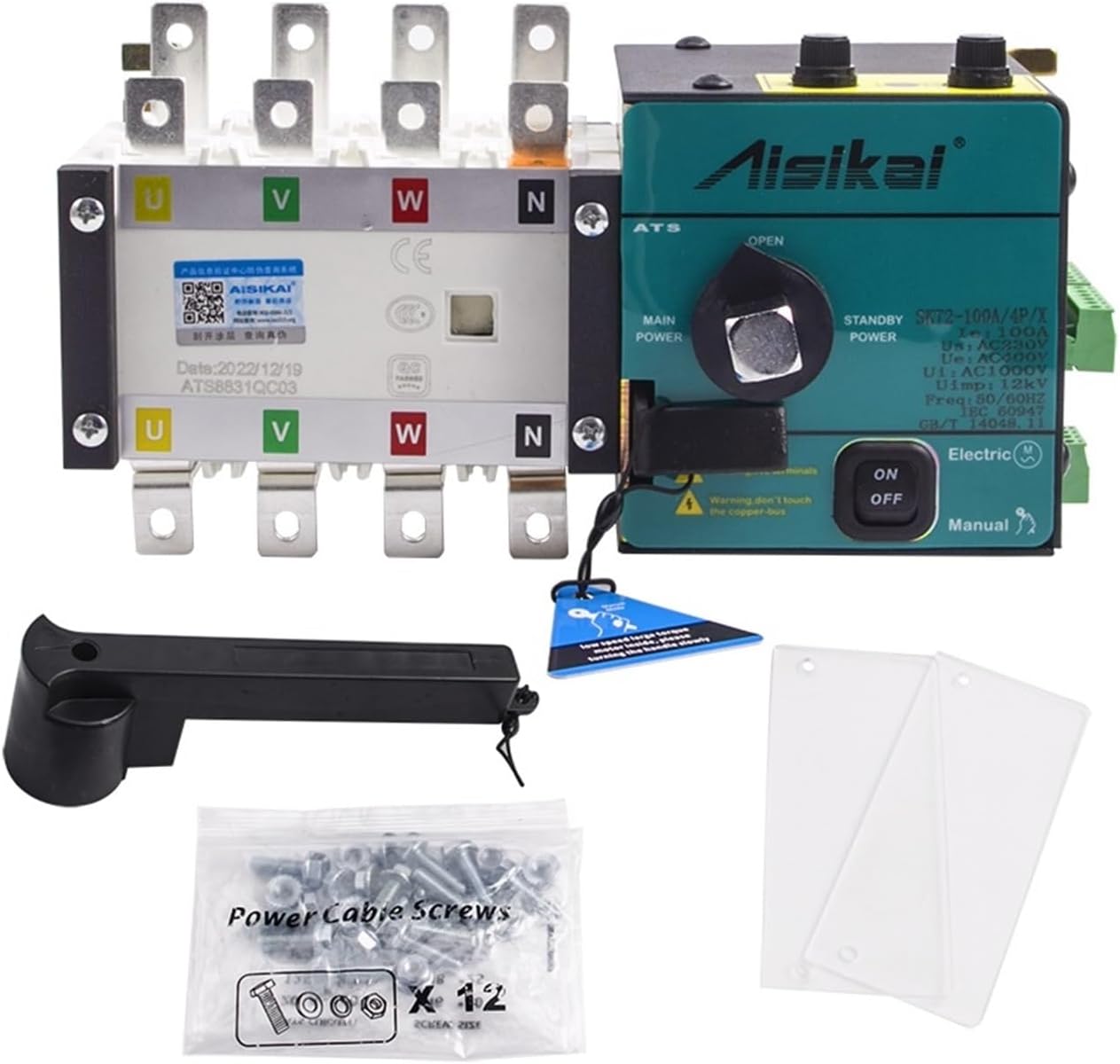 BOBYK 100A 4P ATS Dual Power Automatic Transfer Switch 220V 100AMP Circuit Board Control Module Generator Accessories (Color : Aisikai 100A 2P)