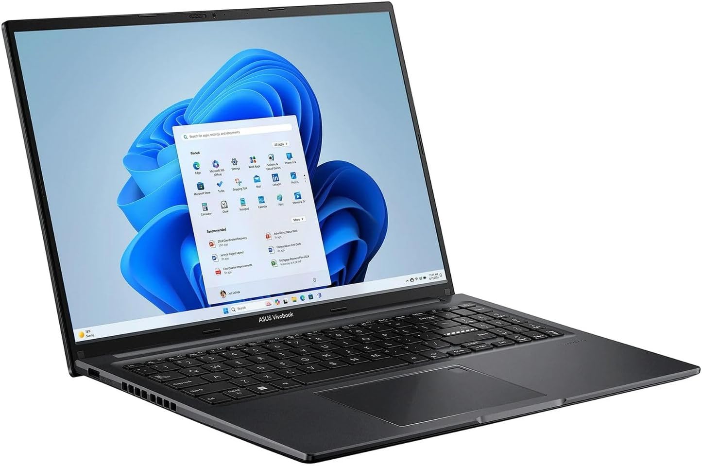 ASUS Vivobook 16' WUXGA Laptop Intel Core i7-1355U 16GB RAM 512GB SSD Intel Iris Xe Graphics Lightweight Portable Notebook Black Windows 11