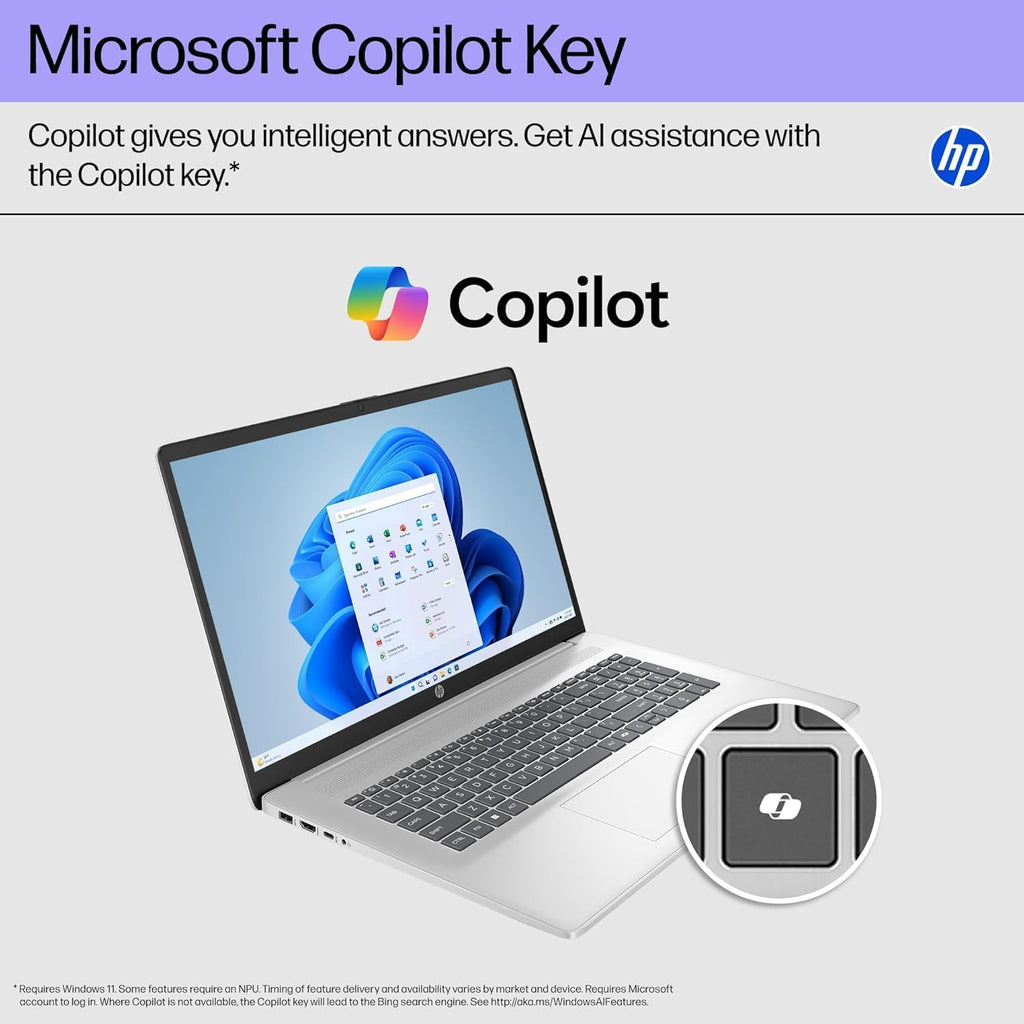 HP 17.3' FHD Laptop Computer, Intel Core i5-1334U, 16GB RAM, 1TB PCI-E SSD, Windows 11 Pro, Free Lifetime MS Office • Copilot AI, Intel Iris Xe Graphics, 8-in-1 HUB, Natural Silver