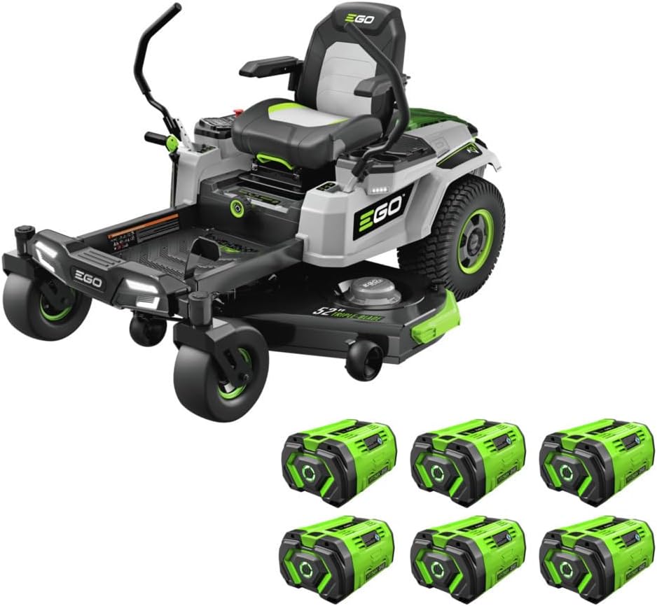 EGO Power+ Electric Riding Lawn Mower, 52' Deck with Zero Turn Radius, Includes (6) 56V 12.0Ah Batteries and Charger - ZT5207L