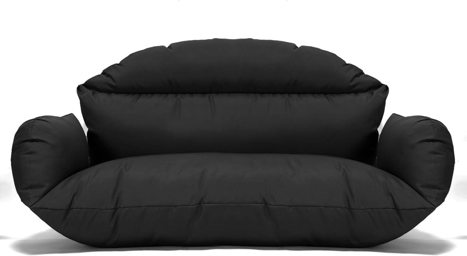 LeisureMod 2 Person Hanging Swing Chair Cushion - Black, Soft Breathable Cotton, Removable Zipper Cover, Weather-Resistant & Machine Washable