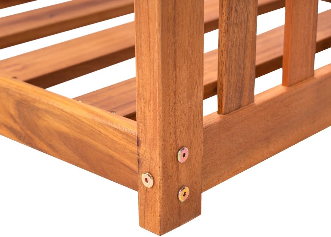 East Green Charleston Outdoor Daybed Swing with Ropes - Crib Size Porch Swing Bed Made from Acacia Wood in Natural Finish
