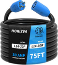 75FT 30 Amp Generator Cord, 4 Prong NEMA L14-30P/L14-30R Generator Extention Cord, Twist Lock Heavy Duty 10 Gauge Outdoor Extension Cable for RV Camper and Generator to House, ETL Listed