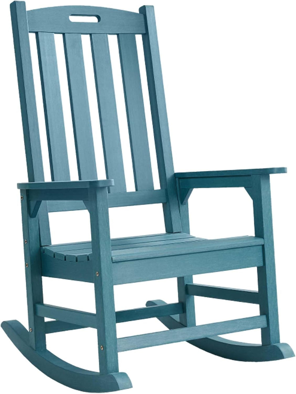 Psilvam Oversized Outdoor Rocking Chair, with 21' Wide Seat and 32' Tall Backrest, Pre-Assembled with Most Components for Effortless Installation (Blue)