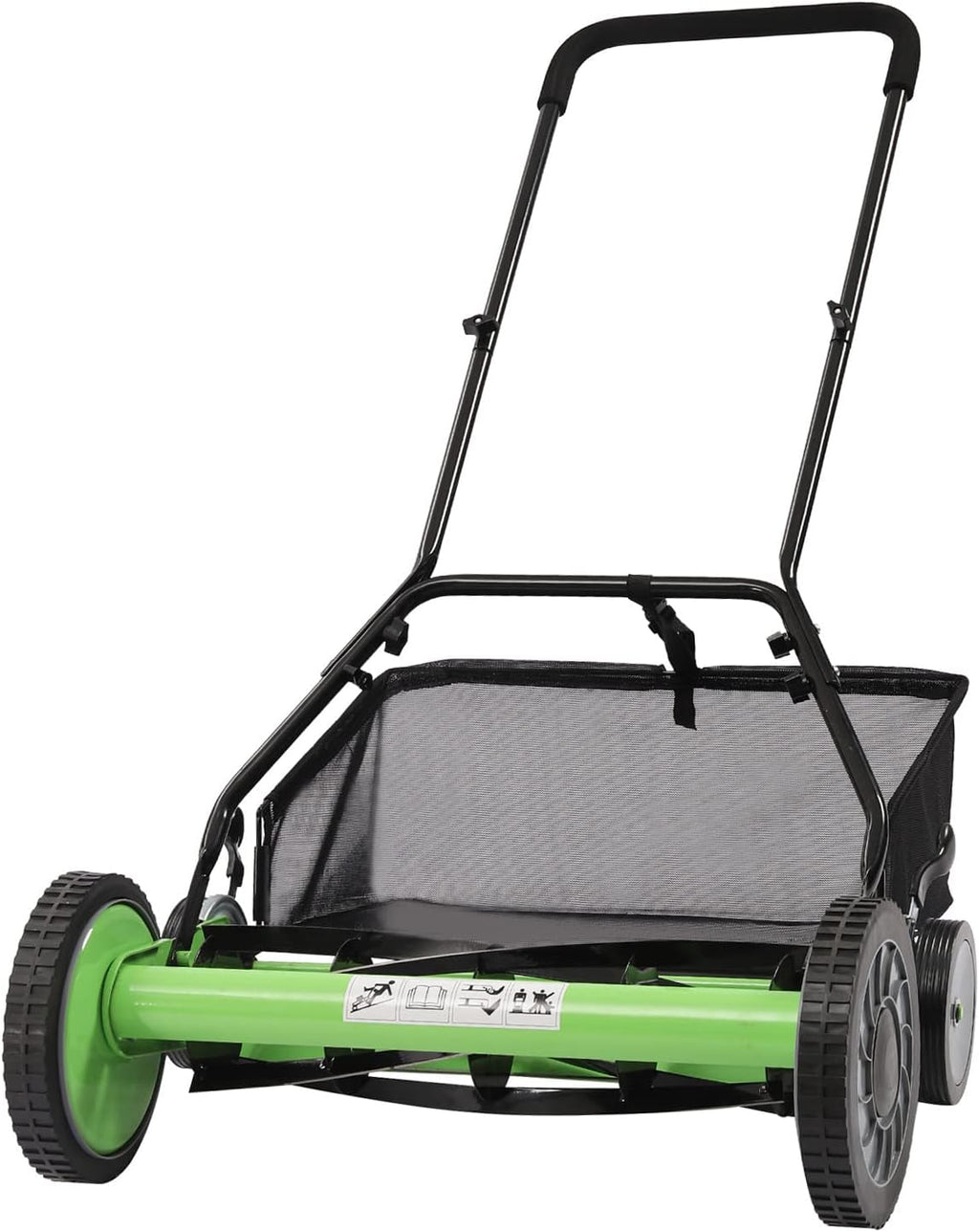20-Inch 5-Blade Cordless Manual Reel Lawn Mower, Adjustable Cutting Height Manual Reel Mower with Removable Grass Collection Basket, 4 Wheels