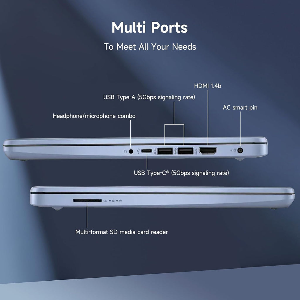 HP 14' Laptop Computer, Quad-Core (Beat i3), 16GB RAM 256GB Storage (128GB UFS+128GB SD Card), Wi-Fi 6 Win11 Laptops for Business and Student with 1-Year Office 365 W/GM Accessories
