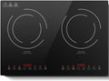 Induction Cooktop with 2 Burners, Horizontal Electric Stove, Built-In Induction Cooker, 1800W Sensor Touch Electric Cooktop, 9 Power Levels, Timer, Safety Lock, 120V, 20 Inch