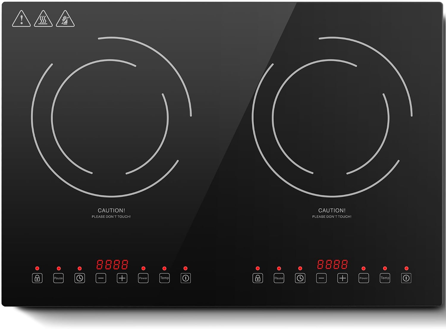 Induction Cooktop with 2 Burners, Horizontal Electric Stove, Built-In Induction Cooker, 1800W Sensor Touch Electric Cooktop, 9 Power Levels, Timer, Safety Lock, 120V, 20 Inch