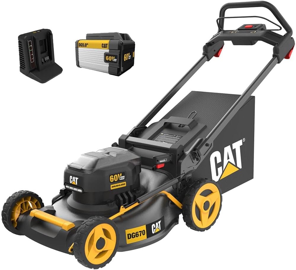 Cat DG670 60V 21' Cordless 3-In-1 Cutting Modes, Brushless Push Lawn Mower with TorqLogic - Battery & Charger Included