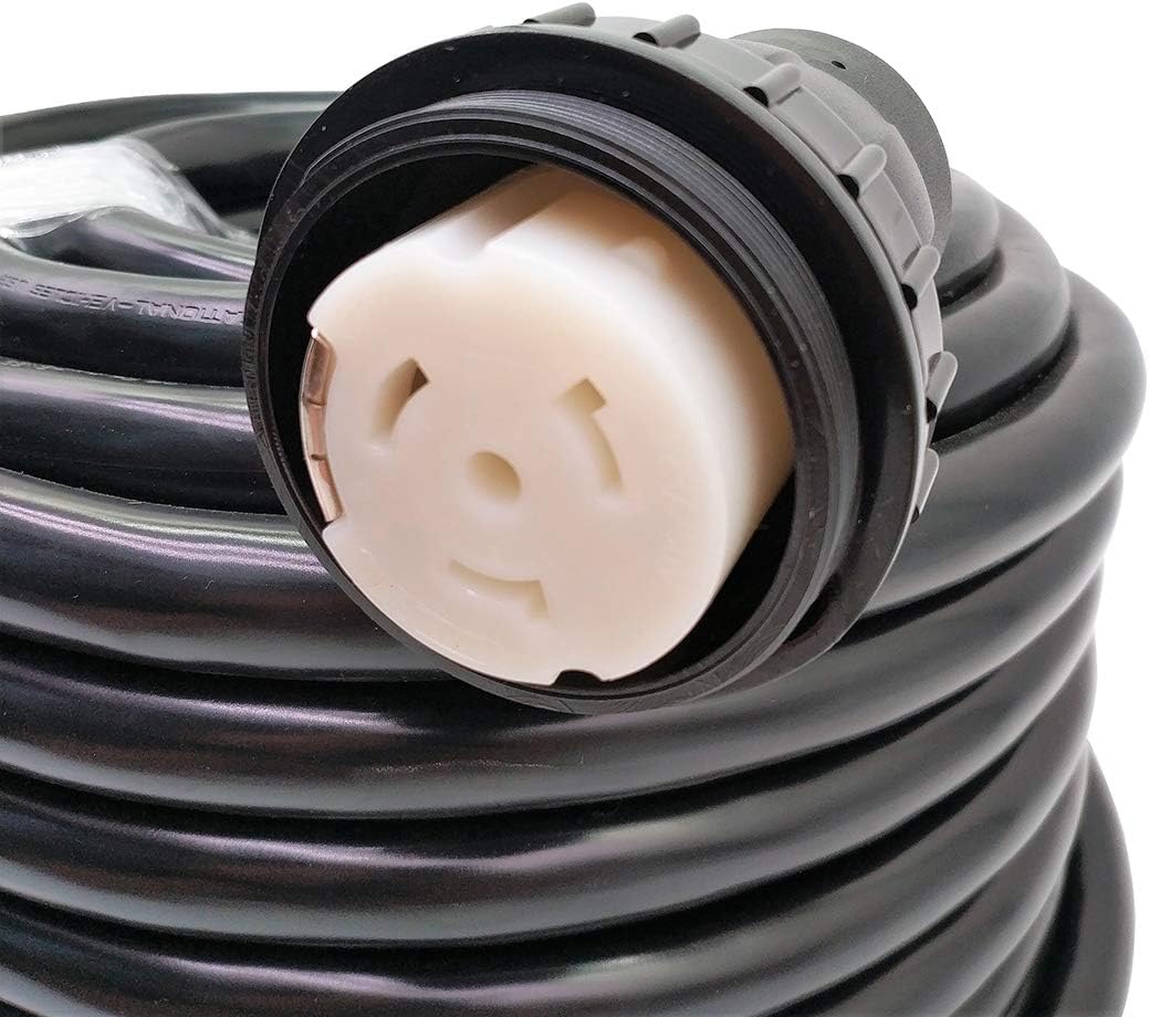 Parkworld RV 50A Shore Power Extension Cord Adapter, 50amp Camper Plug 14-50P to SS2-50R Marine Twist Lock Receptacle (100FT)