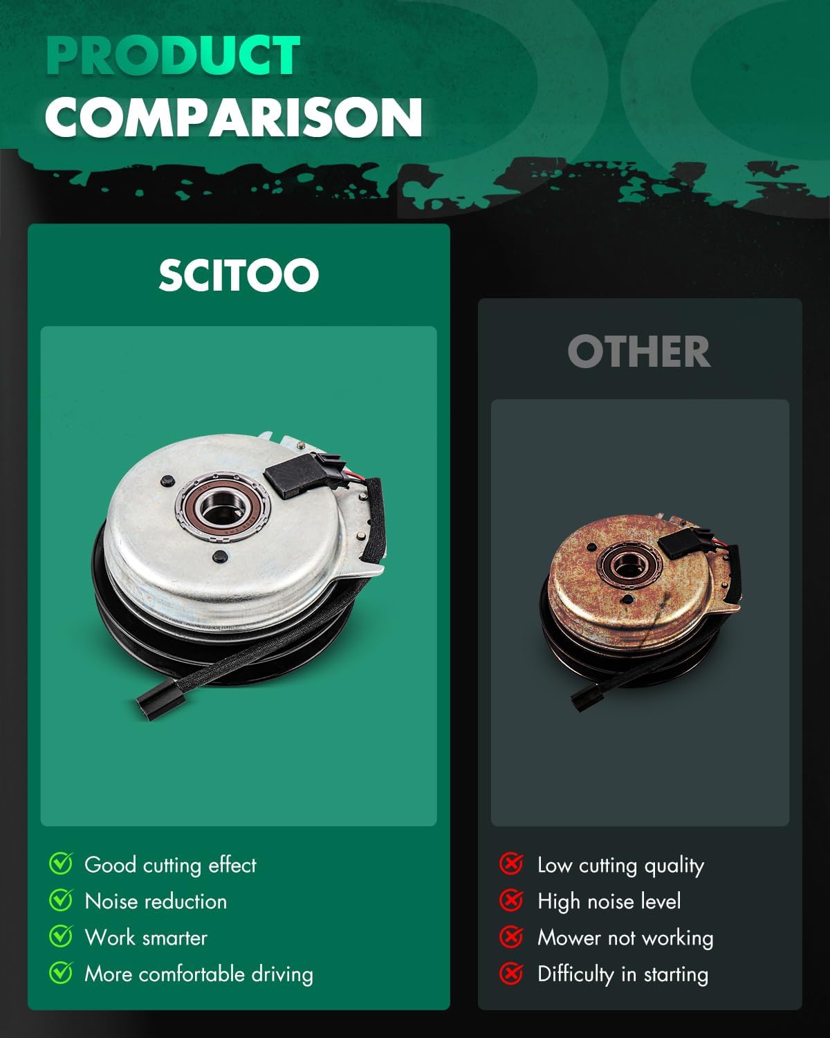 SCITOO Electric Lawnmower, PTO Clutch Fit for Dixie Chopper: 500012 / for Exmark: 109-9275 / for Oregon: 33-156 / for Rotary: 12835 / for Warner: 5218-107, 5218-140, 5218-210, 5218-253