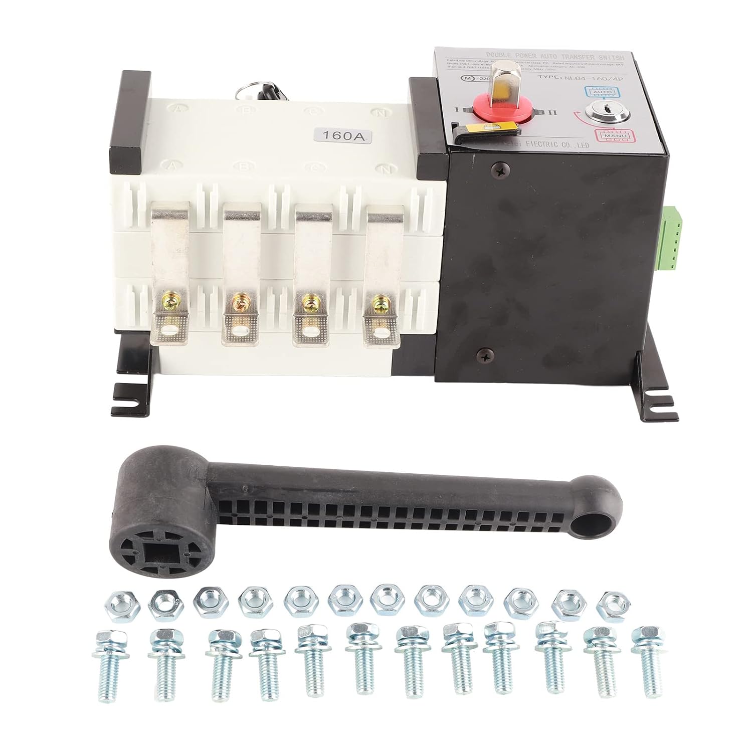 Generator Transfer Switch Dual Power Automatic Transfer Switch AC400V Advanced Technology Reliable Multi Protection for Home Office Buildings Public Places PC Material (160A)