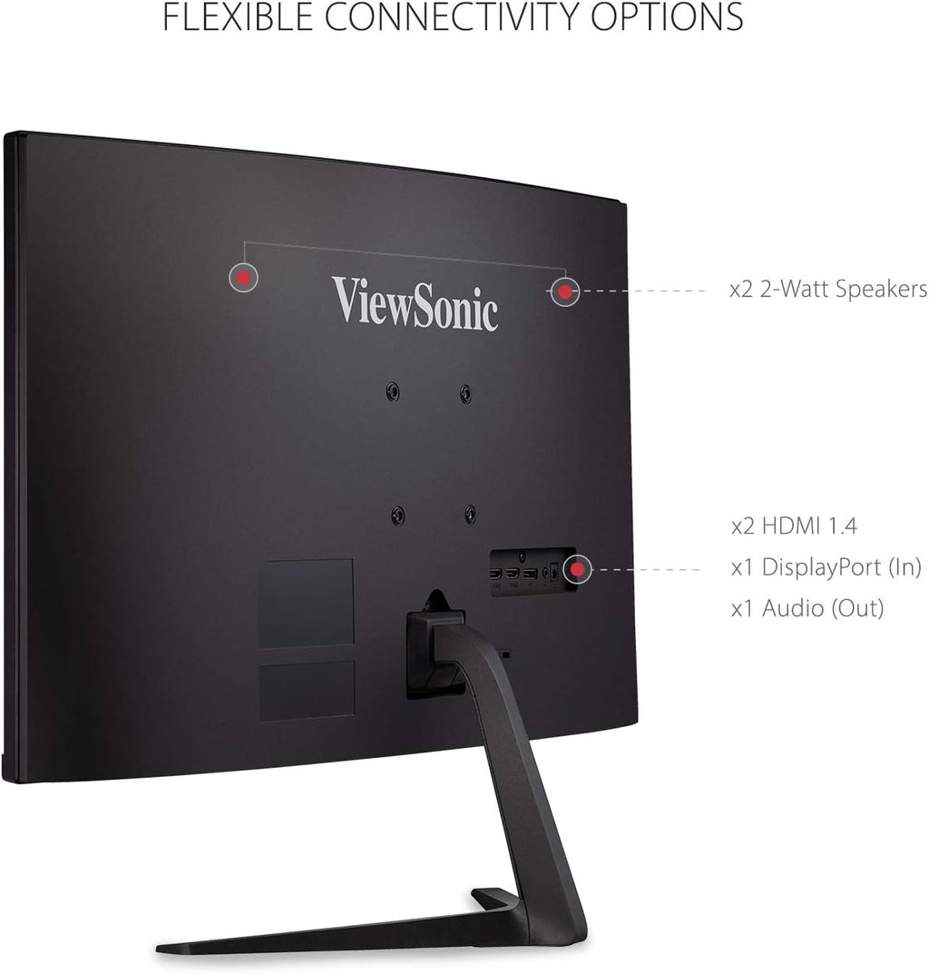 ViewSonic VX3218-PC-MHD 32 Inch 1080p Curved Gaming Monitor, 180Hz and 1ms for Smooth Gameplay, FreeSync Premium and Eye Care Technology, HDMI, and DisplayPort Inputs