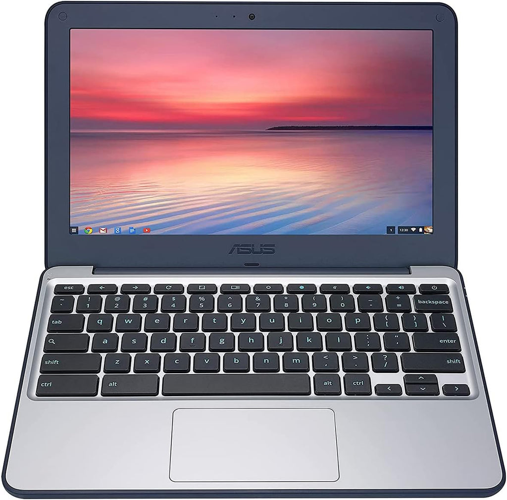 ASUS Chromebook C202SA-YS02 11.6' Ruggedized and Water Resistant Design with 180 Degree (Intel Celeron 4 GB, 16GB eMMC, Dark Blue, Silver)