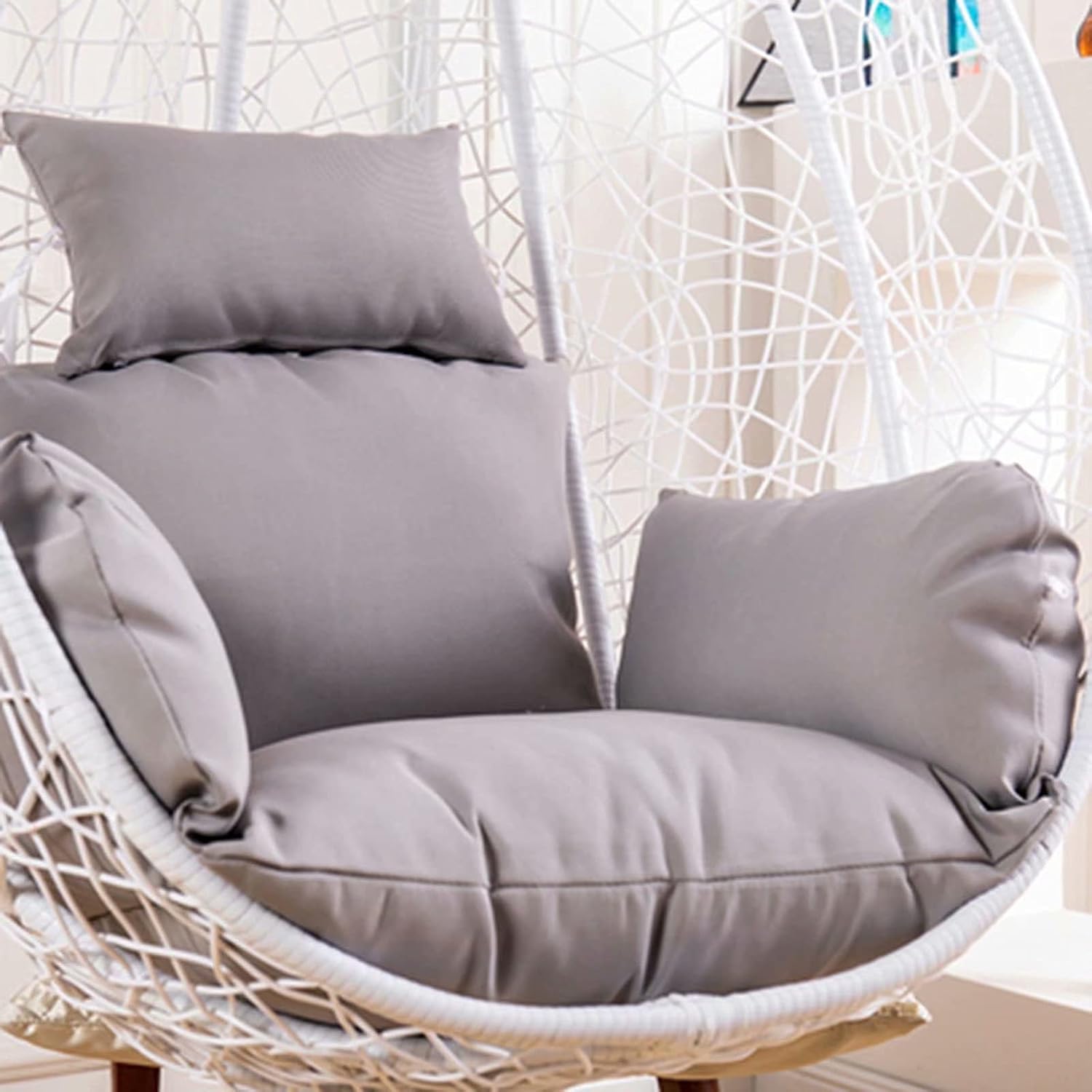 Egg Chair Cushion Only, Outdoor Hanging Swing Chair Cushion, Hanging Egg Chair Cushion Thick, Washable Cover Hanging Hammock Chair Cushion for Garden, Chair Pads Replacement Grey