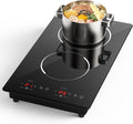 GIHETKUT Double Induction Cooktop,110V 2 Burner Induction Cooktop,2300W Electric Stove Top with Independent Control, Ultrathin Body, 9 Temperature, Multiple Power Levels, 2 Hour Timer, Safety Lock