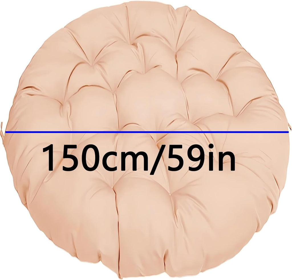 Round Papasan Chair Cushion 16-63inch (40-160cm) Thick Comfy Seat Pillow for Indoor/Outdoor Hanging Egg/Swing/Rocking Chairs & Wicker Furniture(Black,150x150cm)