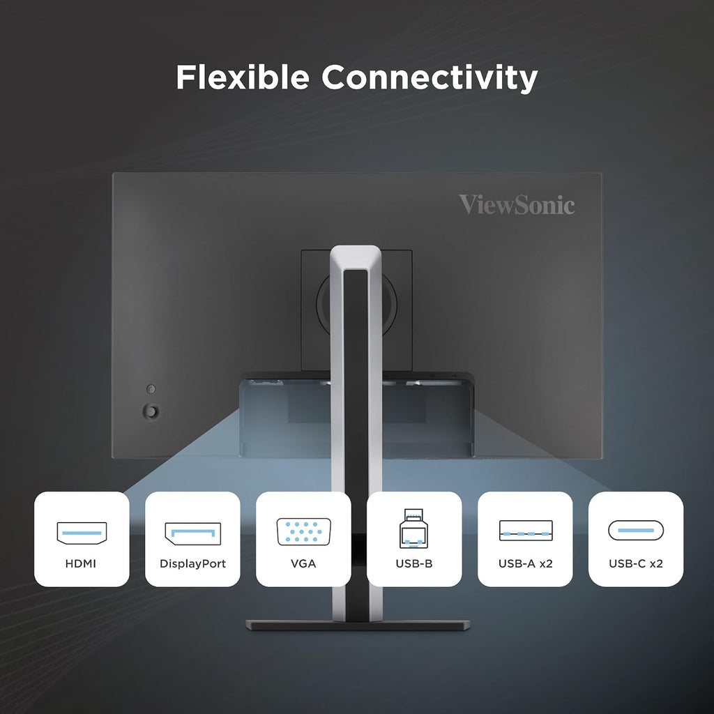 ViewSonic VG2751 27 Inch 1080p Monitor, IPS Display with 100Hz for Smooth Home and Office Productivity, Full Ergonomic Adjustability, 4-Port USB Hub, HDMI, DisplayPort, and USB-C Inputs