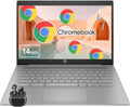 HP Chromebook 14 Laptop, Intel Celeron, 4GB RAM 64GB eMMC (Optional Upgrade to 8GB 128GB), 14' HD Display, Webcam, Chrome OS, Long Battery Life, WiFi, Wireless Earbuds, Great for School, Work & Gifts