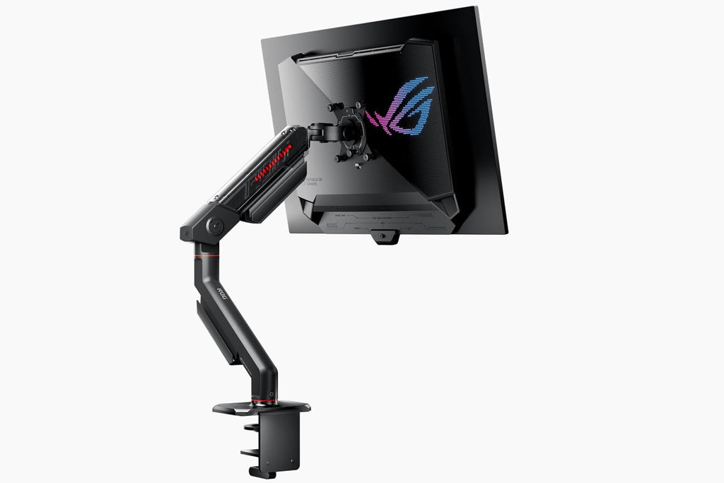 ASUS ROG Ergo Monitor Arm (AAS01) - Monitor Mount with Cable Management, Ergonomic, Pivot, Swivel, Height Fully Adjustable, Clean Desk Setup, up to 39 inches*,23lbs*, VESA 100x100, Mechanical Spring
