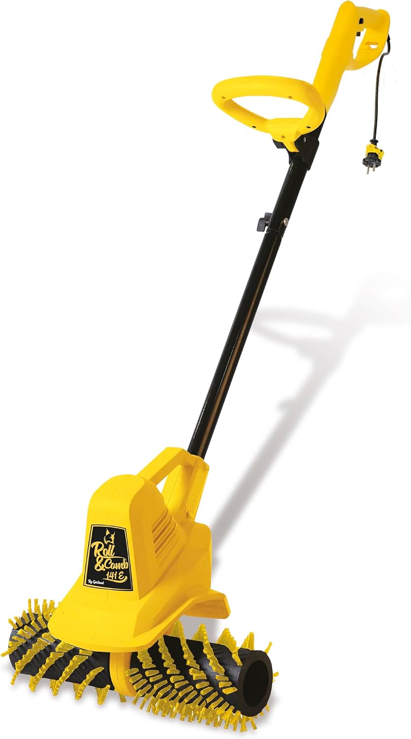 Artificial Turf Sweeper Broom by Roll & Comb, Corded Electric Power Rake for Artificial Grass, Fake Grass Cleaner for Dogs, Model 141e, 10.6lb.